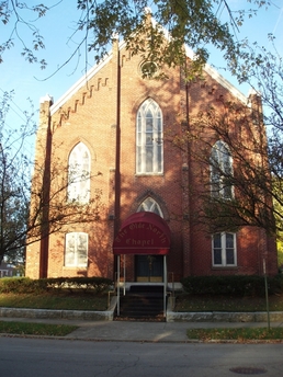 Historic Indiana wedding chapel Venue Richmond, Indiana.  The Olde North Chapel located in the Starr Historic District, Richmond, IN